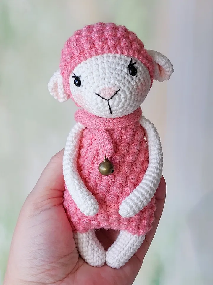 Crochet pattern lamb Shelli in English. Soft toy pattern. Amigurumi crochet pattern. Crochet baby doll pattern. Pattern