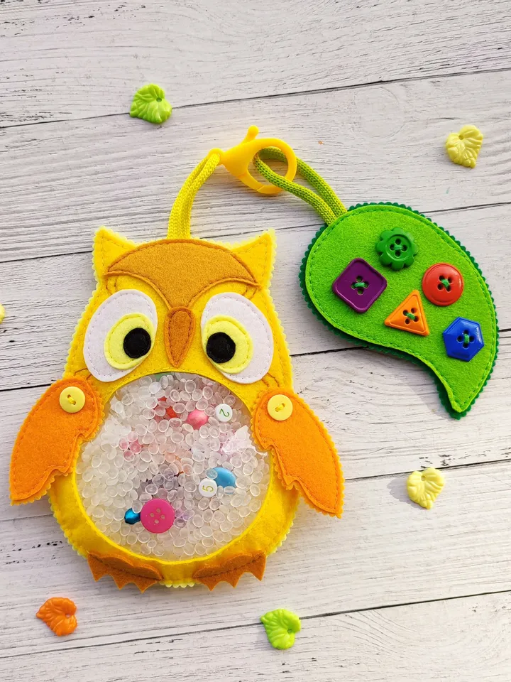 Owl I spy bag pattern & tutorial, I spy game felt pattern, Montessori travel toys, Autism sensory toys PDF, Felt Sewing pattern baby