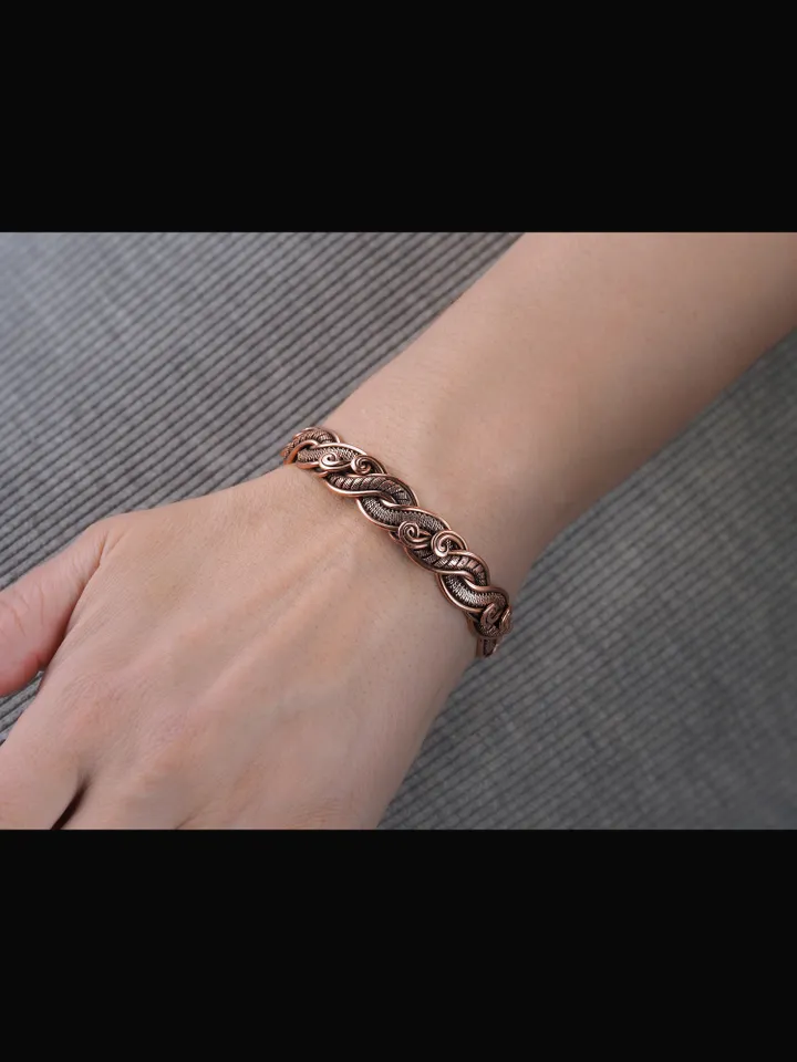 Woven copper wire bracelet Antique style handcrafted copper jewelry Unique gift