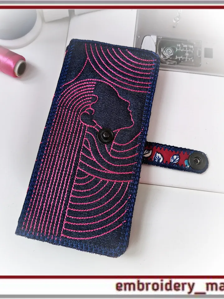 In the hoop embroidery design smartphone case 3.02x6.29 Girl by Embroidery Manavi 05