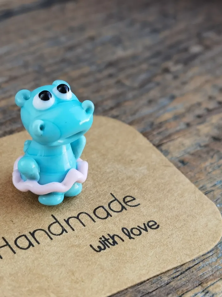 Hippo figurine Hippo art Hippo gifts Hippo ornament Ballerina gifts Hippopotamus Hippo for Christmas Miniature animals Tiny glass animals