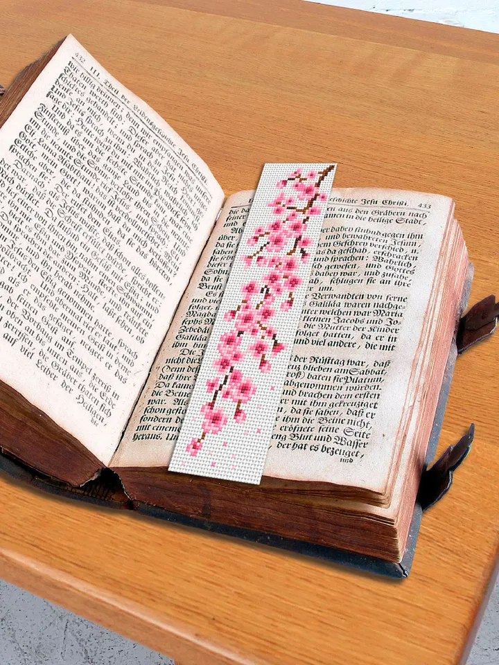 Sakura bookmark cross stitch pattern PDF download Spring cross stitch chart, Flower bookmark pattern digital PDF, Сherry blossom #B261