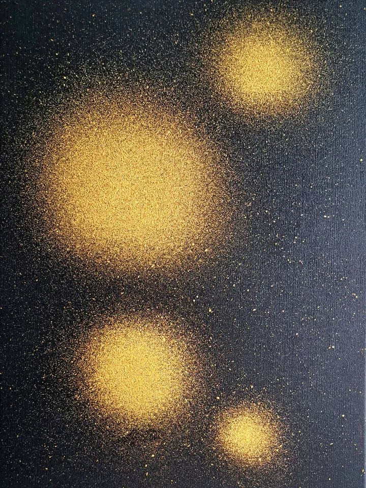 Interior oil painting "Four suns" painting with gold