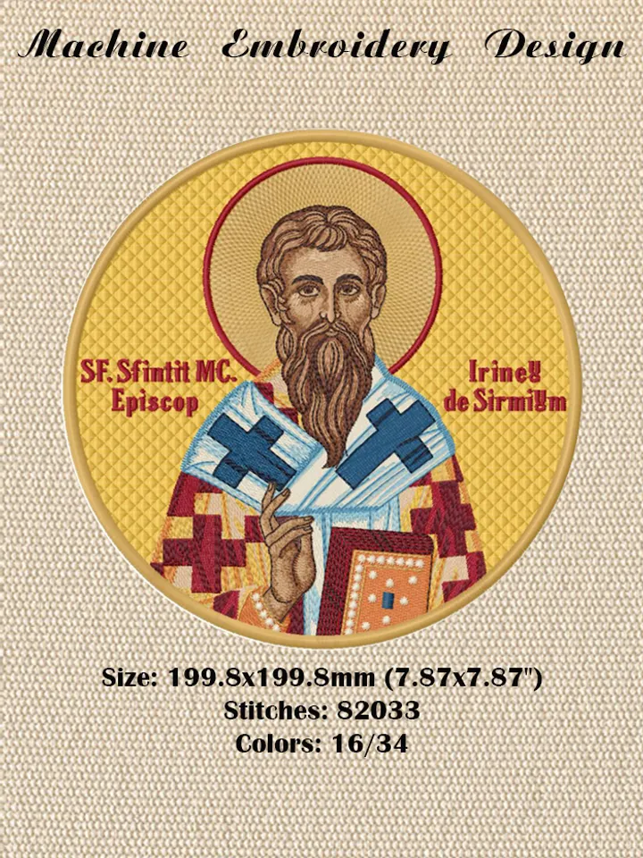 Saint Irenaeus embroidery design