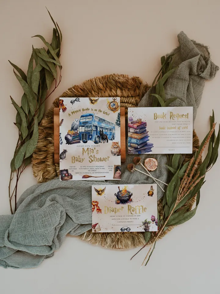 DIY Wizarding World Baby Shower Set; Magic School Baby Shower Template; School of Wizard Baby Shower invitation template; wF55