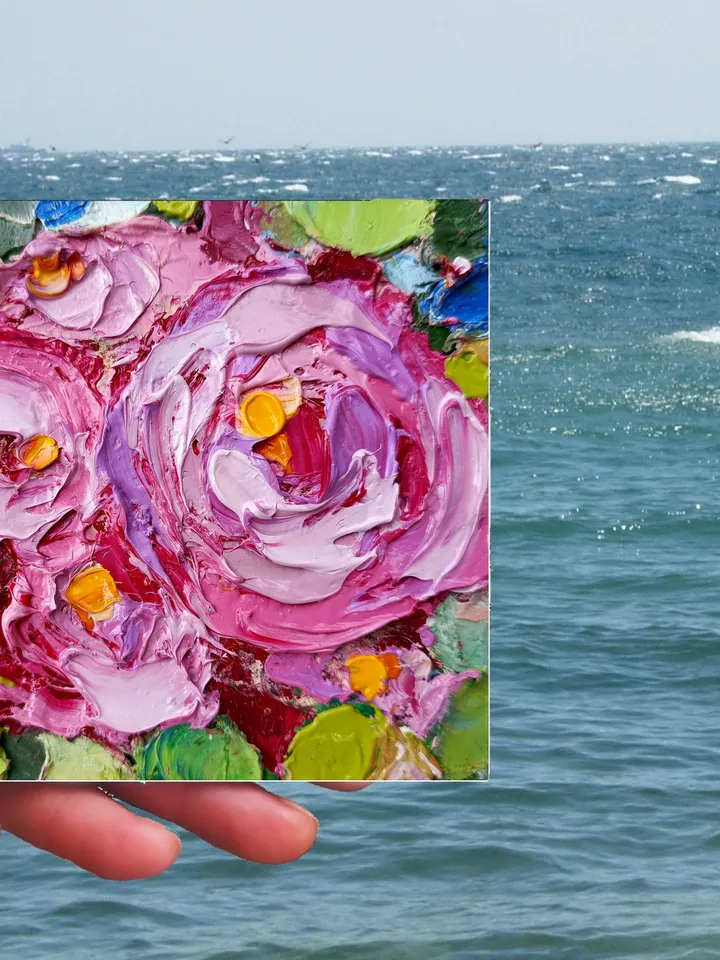 Peony Painting Flowers Original Art Impasto Painting Flower Peonies Small Flowers Wall Art by ArtProkopaloSv