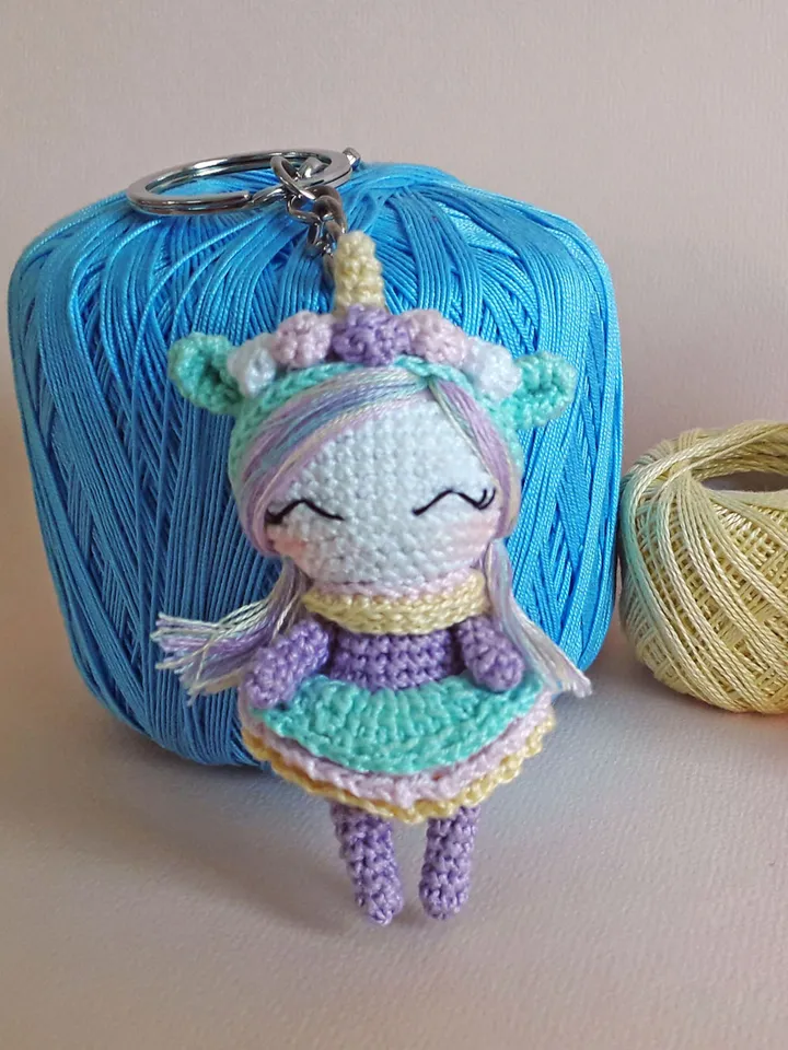 Pattern crochet unicorn. pattern keychain. pattern unicorn. pattern miniature. crochet doll. pattern unicorn doll