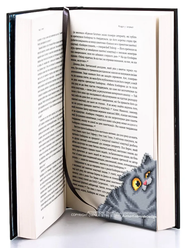 Gray cat corner bookmark cross stitch pattern PDF download Cat cross stitch chart, Cat bookmark pattern digital PDF, Cat lover gift #B423