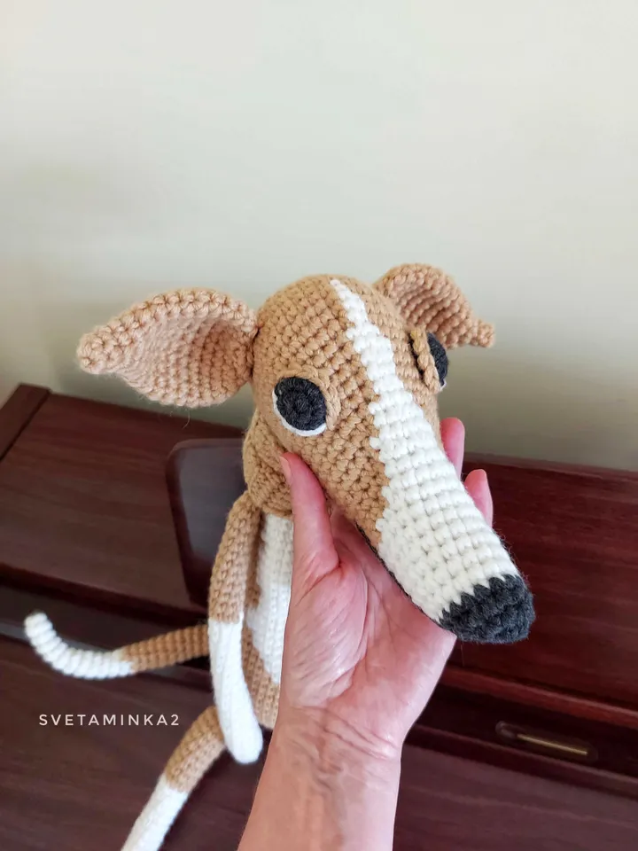 Greyhound Dog Crochet Pattern Amigurumi, Whippet, Italian Greyhound, Galgo, Sighthound, Lurcher. Digital Download. PDF.