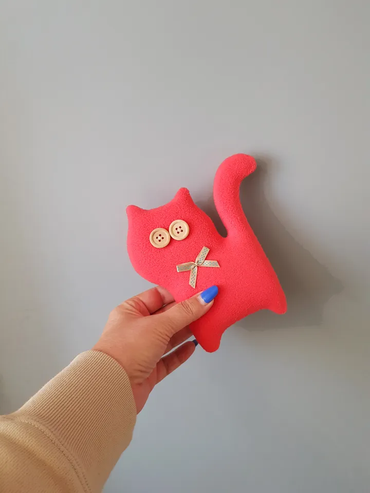 Pink Cat sewing pattern PDF, digital tutorial in english, plush toy sewing diy