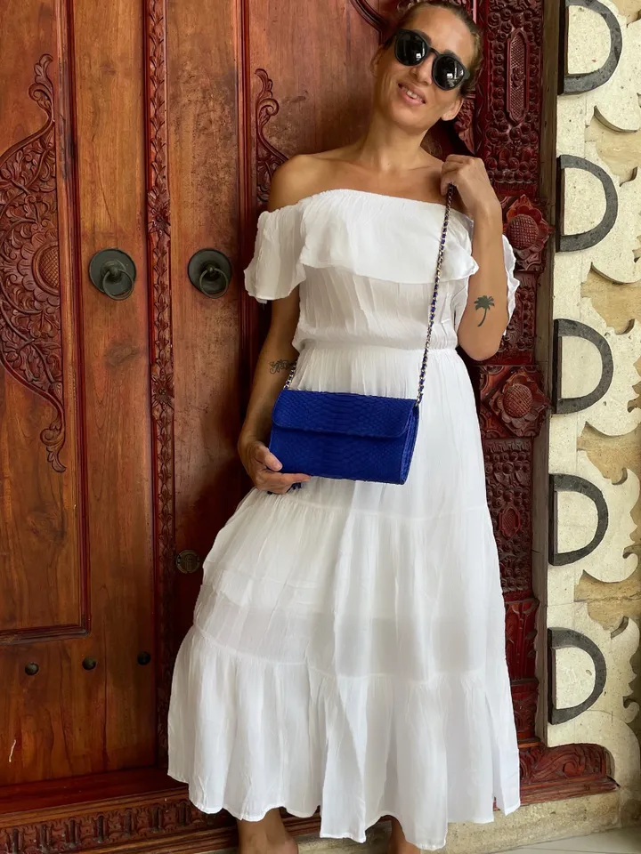 Genuine python skin classy tranarine flat clutch with shoulder chain | elegant evening women purse | designer leather bags | small snake bag