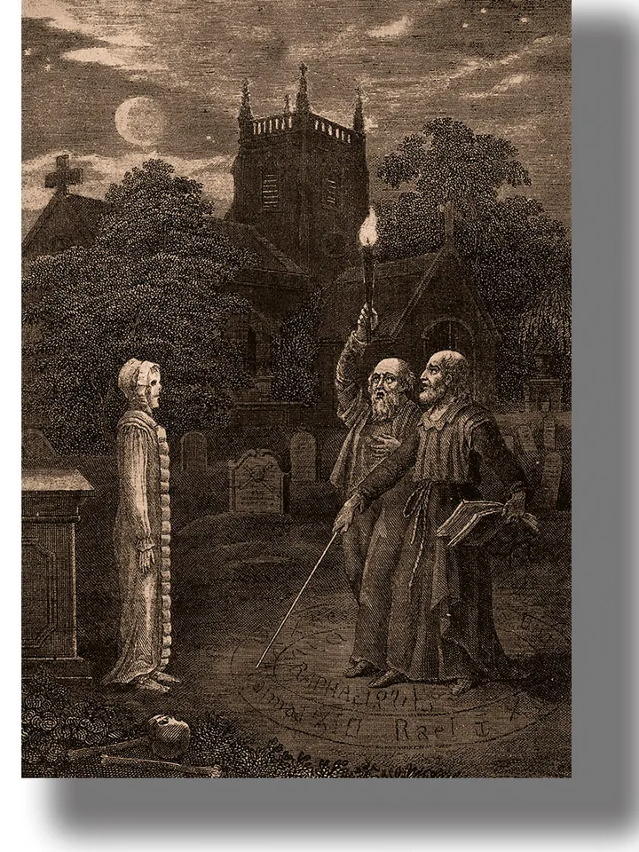 The necromantic ritual of John Dee and Edward Kelly.