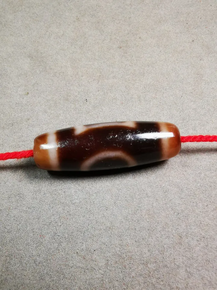 Gandhanra Tibetan Heaven & Earth Dzi Bead,Tibetan Chung,Protective Amulet,Small Size 38*12 mm