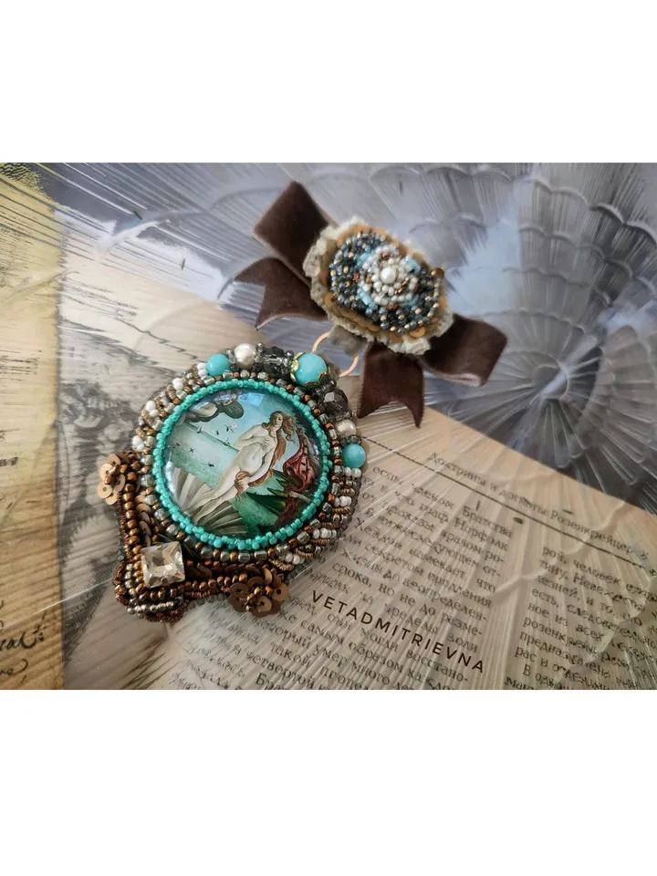 Brooch Order Birth of Venus by Sandro Botticelli Renaissance Jewelry Baroque Style Vintage Art Famous Painting Artists Aphrodite