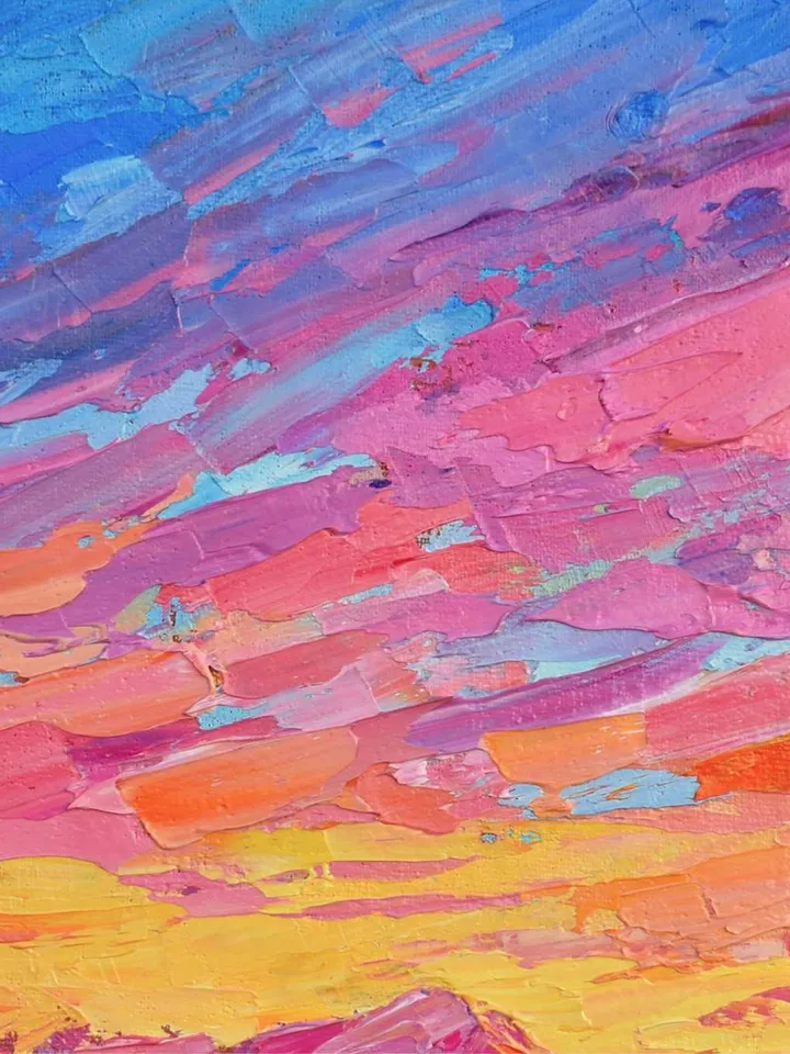 Seascape wall art original oil painting Hawaiian coast artwork Colorful sunset art Beach painting