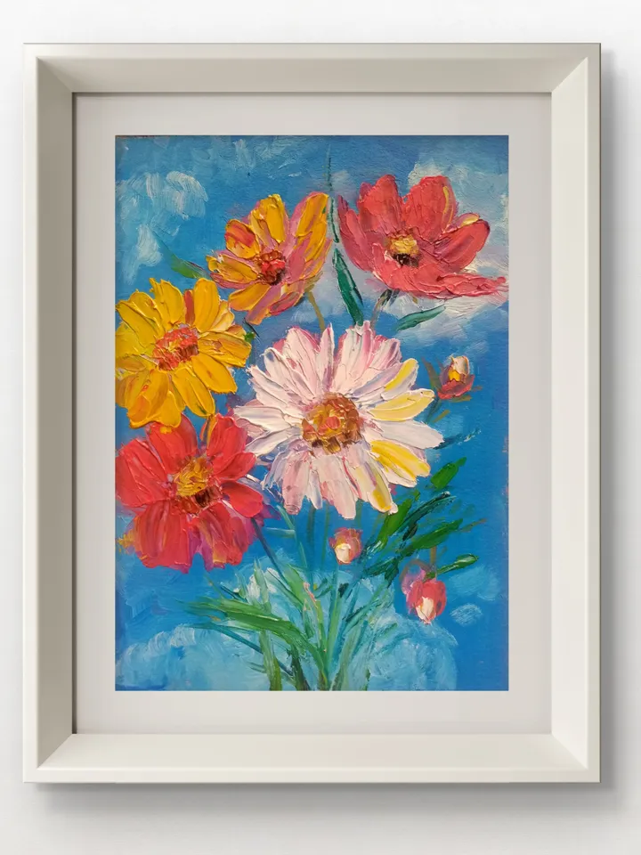 Vibrant colorful flowers Original Painting Flowers Art Oil Painting Original Art Floral Oil Art, Spring Art ,Flower Wall art impasto