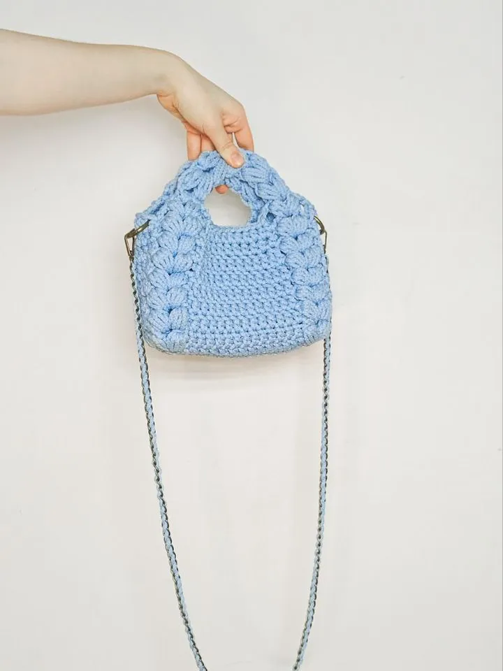 Crochet hobo small bag, handmade handbag, bohemian bag, knit bag