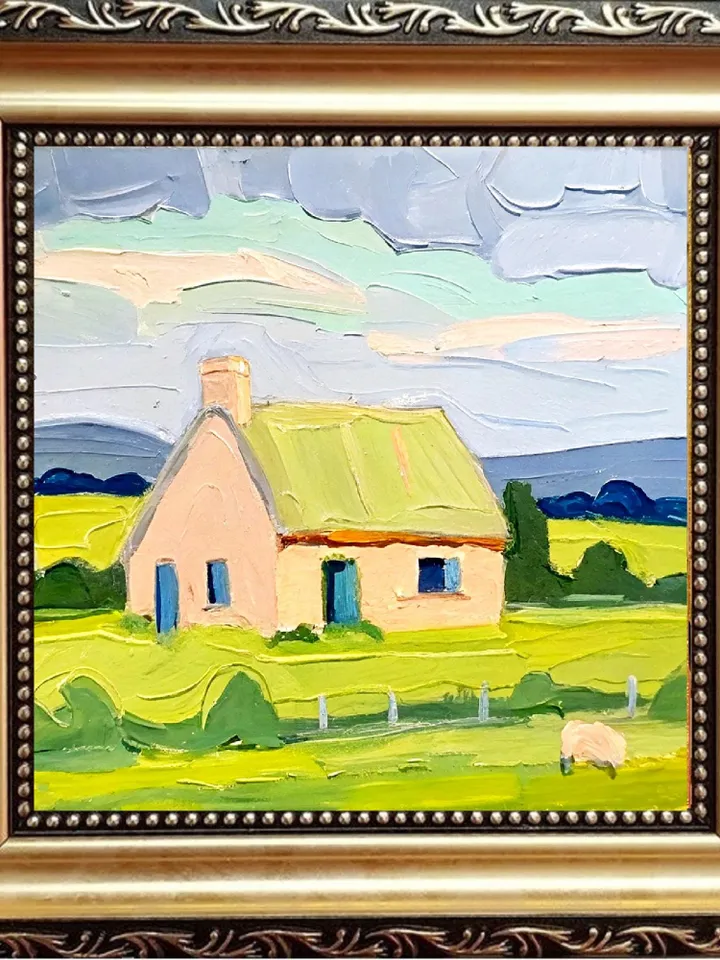 Original Oil Painting Irish Cottage Original Art Ireland Painting Landscape Impasto Oil Painting Impressionist Art Gift by ArtProkopaloSv