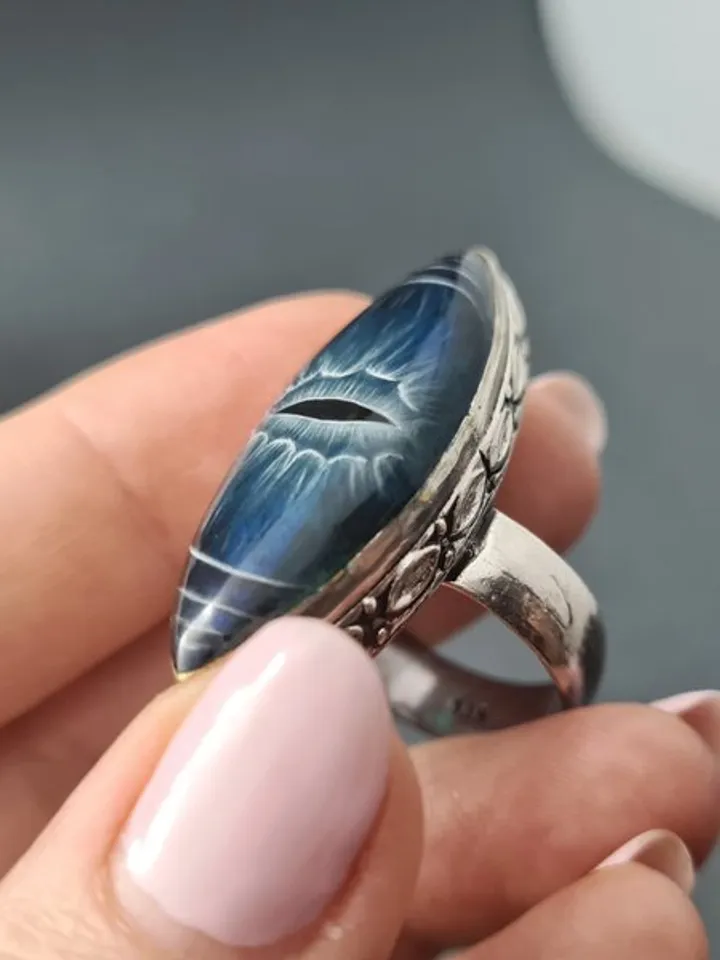 Evil eye ring Labradorite ring Dragon eye ring Aaa large labradorite ring