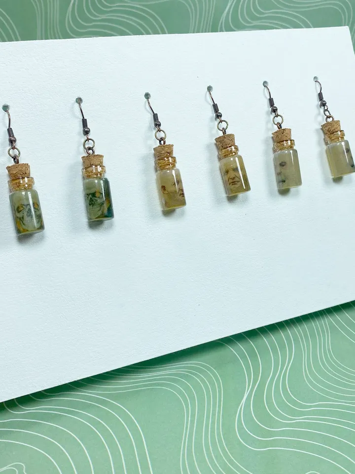 Creative handmade earrings. Interesting idea. Author's design. Earrings for Halloween.
