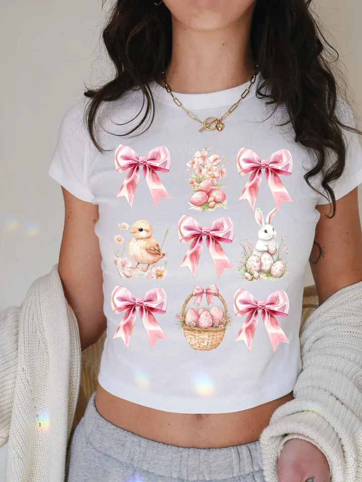 Happy Easter Coquette PNG, Retro Easter Png, Easter Bunny Png, Floral Spring Png, Pink Easter Shirt Design, Bunny Bow Png, Easter Egg Png