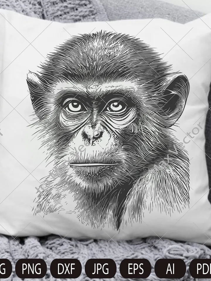 Monkey Head svg /MONKEY Face svg / Monkey svg / Monkey King svg / Monkey Mascot svg /Monkey detailed/ Monkey Printable / INSTANT DOWNLOAD