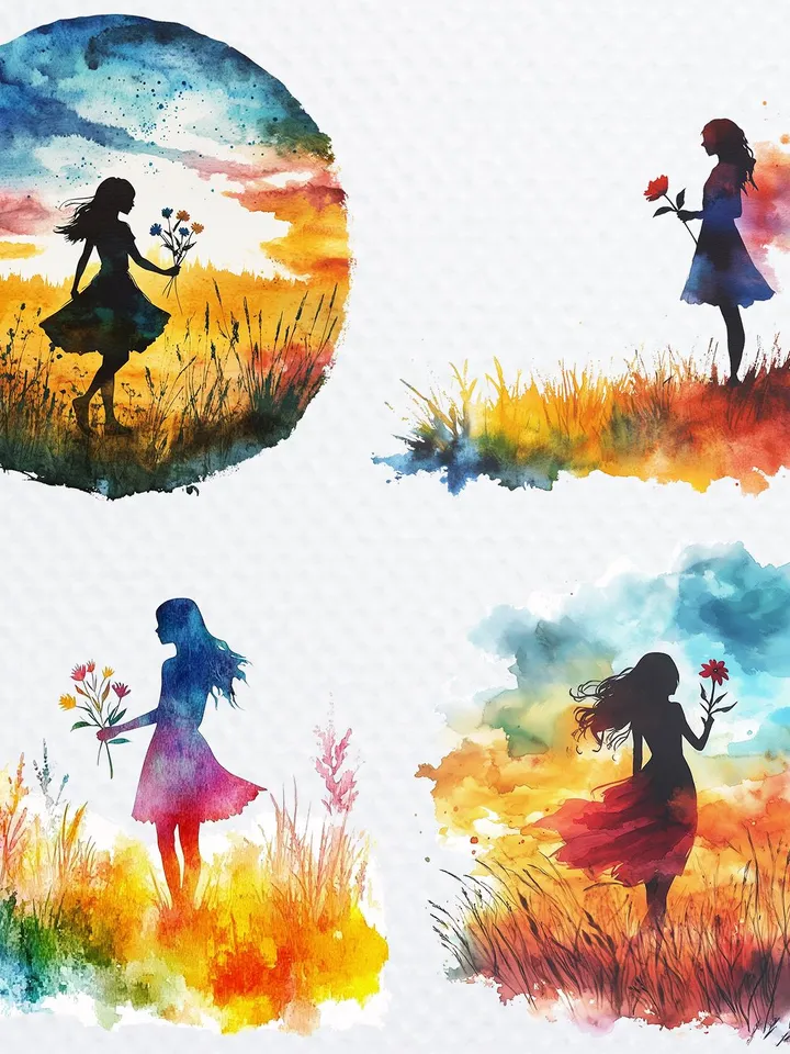 26 Girl and Flower PNG bundle, Printable Watercolor Floral Girl clipart, floral woman png for sublimation pack, Paper craft, junk journal