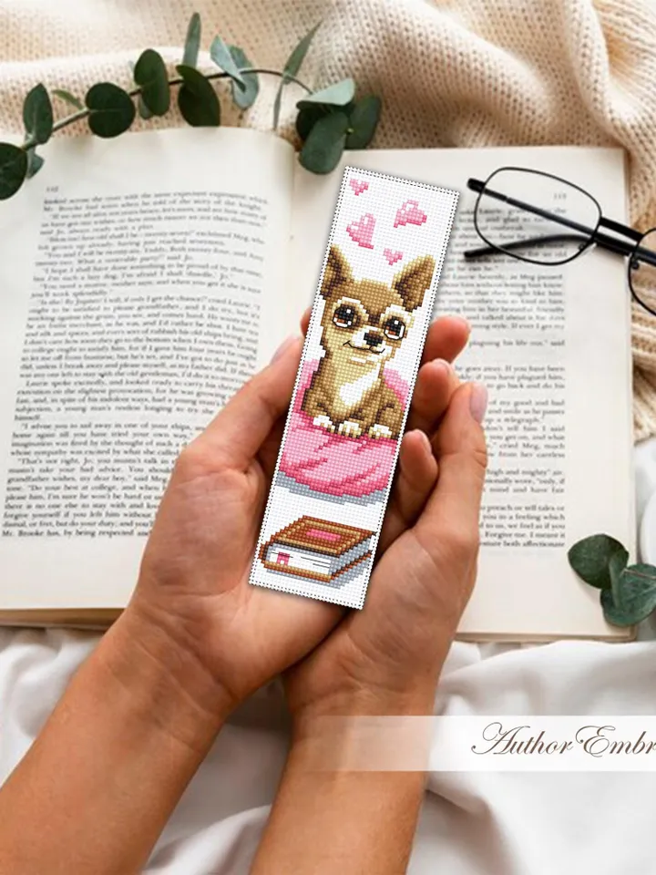 Dog bookmark cross stitch pattern PDF download Cute dog cross stitch chart, Pet bookmark pattern digital PDF, Dog lover bookmark #B465