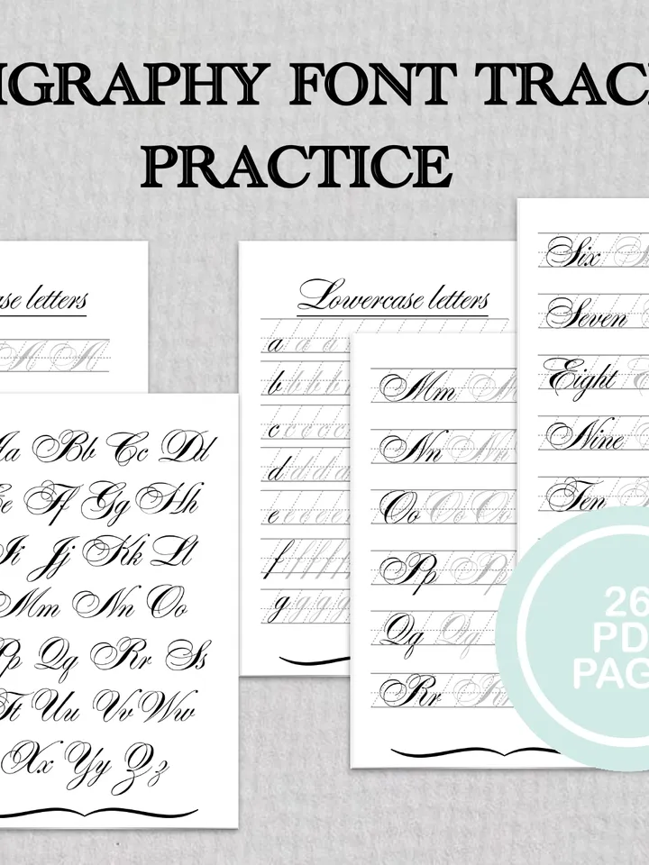 Printable Calligraphy Worksheets, Modern Font, Impove Handwriting, Traceable