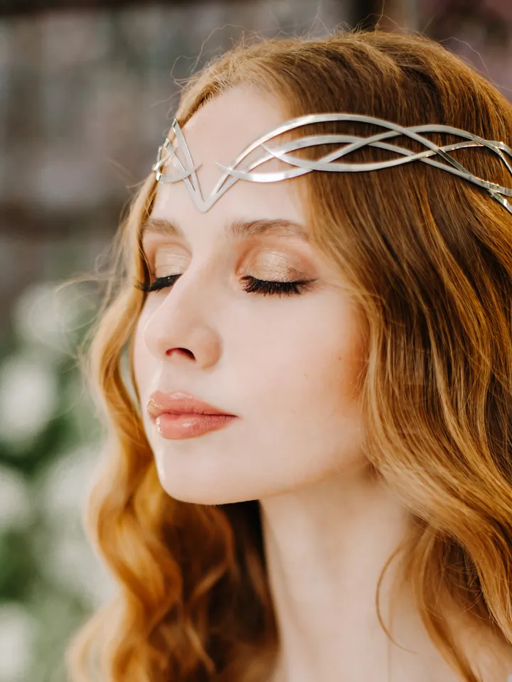 Wedding diadem Bridal Elven Tiara Elf Leaf Crown bridal hair vine Wedding Headpiece headband Silver Bridal Tiara Firiel