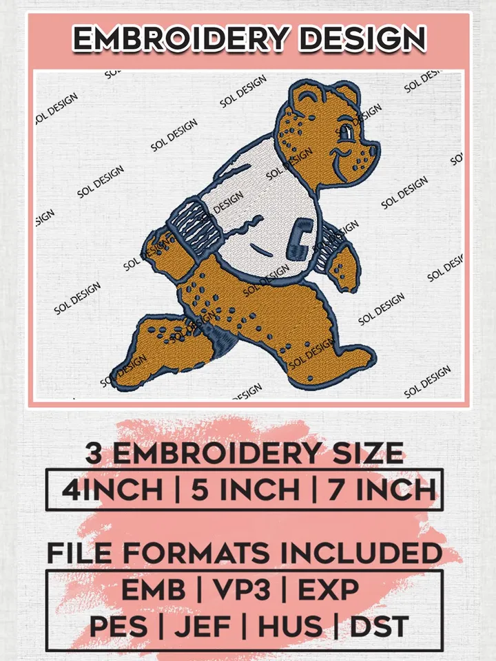 NCAA California Golden Bears Team Mascot Logo Embroidery Design Files, NCAA California Golden Bears Machine Embroidery, NCAA Teams, 3 sizes, NCAA Machine embroidery designs, Digital Download