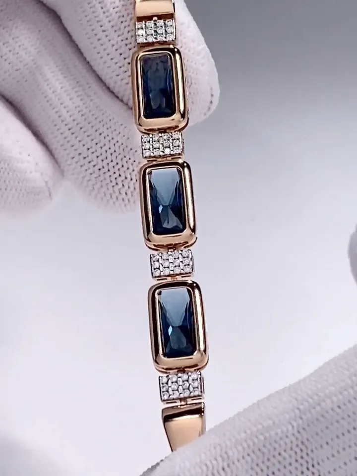 Women's bracelet silver 925, jewelry gold with topaz London isk. and cubic zirconia