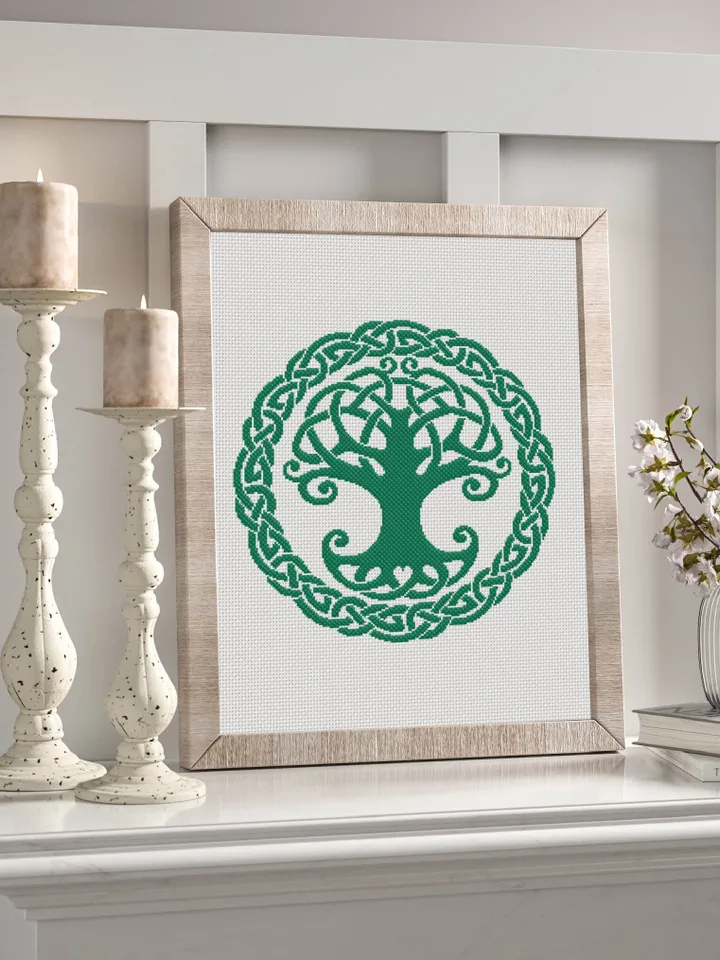 Mandala set cross stitch pattern download PDF Celtic Tree of life cross stitch chart, Monochrome tree cross stitch Celtic knot ornament #S39