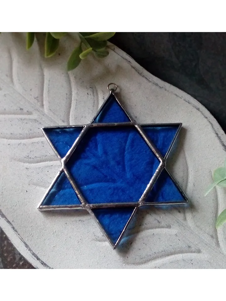 Star of David, Hanukkah, jewish star, Blue snowflake suncatcher, new year tree toy, seals of Solomon, star car hanger