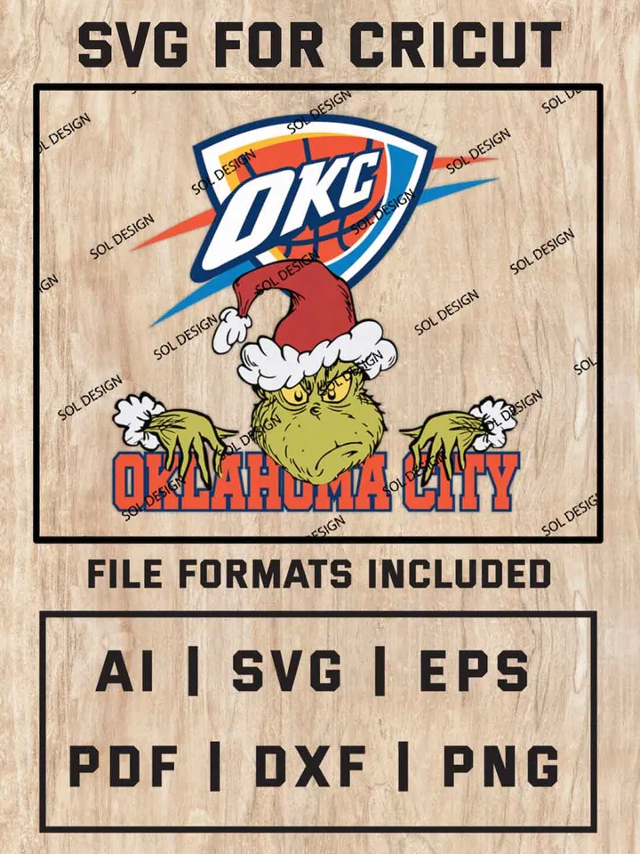 Grinch Oklahoma City Thunder SVG, NBA SVG Design, NBA Oklahoma City Thunder SVG, NBA Thunder Cricut, Christmas Svg, Grinch svg, Digital Download