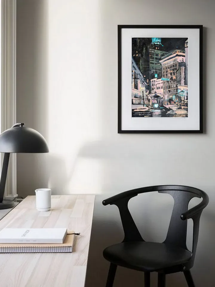 New Orleans painting Cityscape Original Art Night Tram painting Louisiana landscape Night Orleans by Natalia Plotnikova