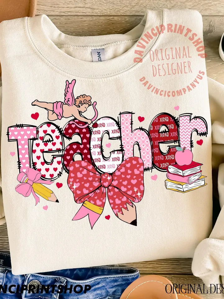 Valentine teacher png, Teacher Coquette Valentine Png, Valentine Png, Retro Valentine Png, Teacher png, Valentines Day png, gift for teacher