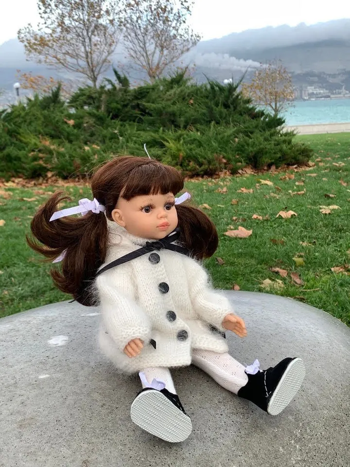 Winter Coat for Paola Reina doll KNIT PATTERN / Coat for Boneka 12-13 inch doll, Ruby Red Siblies, Les Cheries 32 cm PDF eng