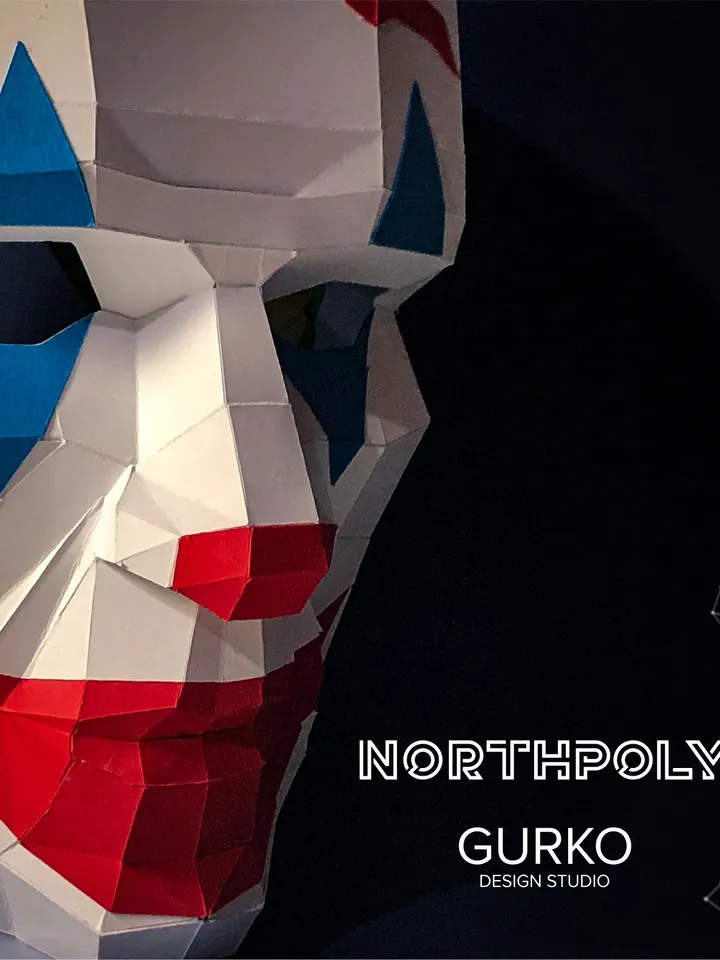 Clown Mask Papercraft, Digital Template, PDF Download, Gurko, 3D Low Poly Animal Mask, DIY Origami, Pepakura, Paper Mask, DIY Costume