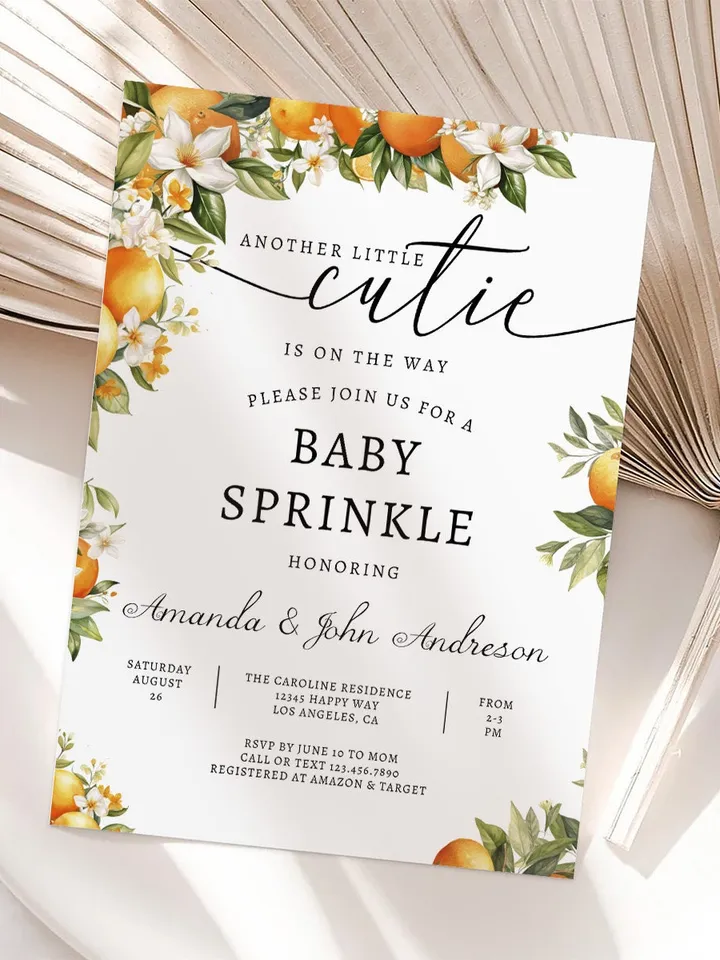 Little Cutie Baby Sprinkle Invitation Template, Cutie Baby Shower Invitation Template, Girl Baby Sprinkle Editable Template - I104