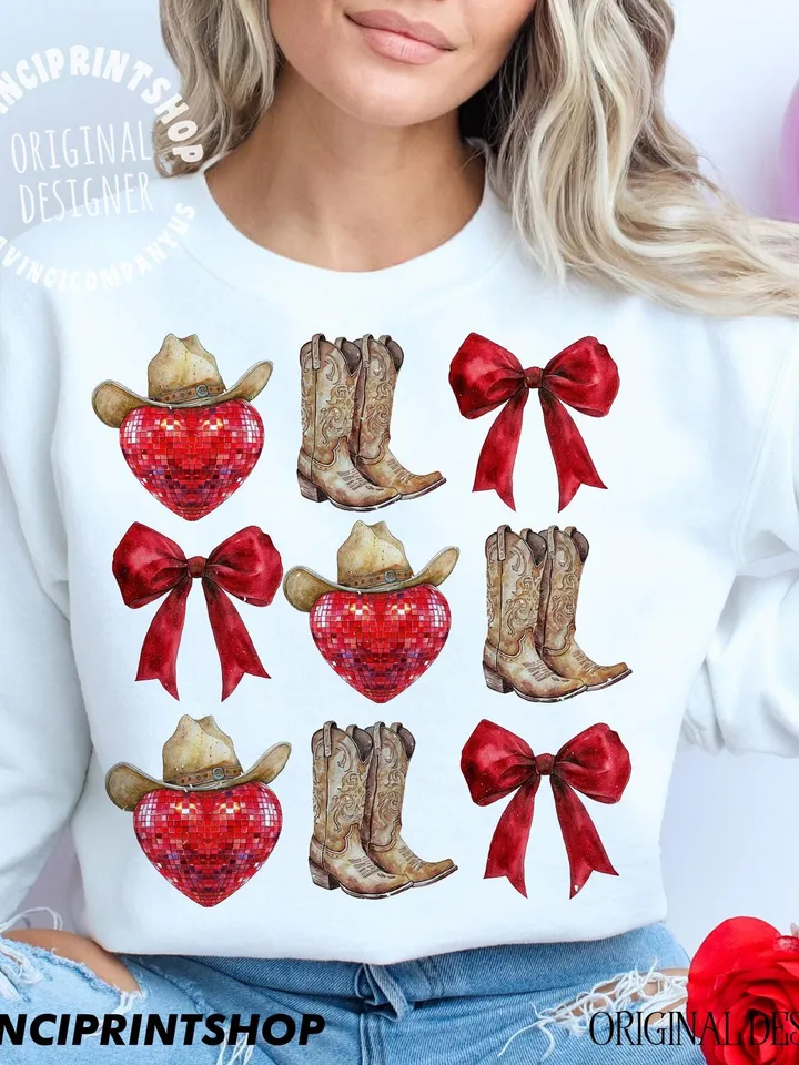 Howdy Valentine png, Western Valentines png, Valentines Coquette Bow png, Love png, Western png, Country Valentines png, Cowgirl png design