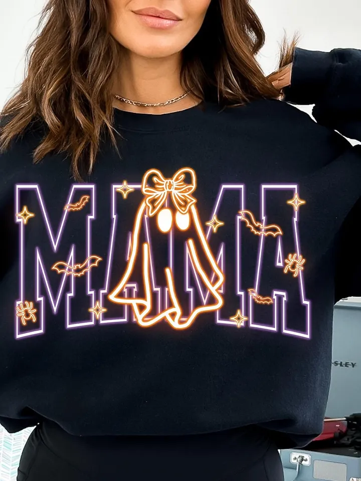 Cute Colorful Neon Spooky Ghost Png, Halloween Boo Bow Png, Neon Halloween PNG, Boo Ghost Shirt Png, Cute Boo Halloween Sublimation Design