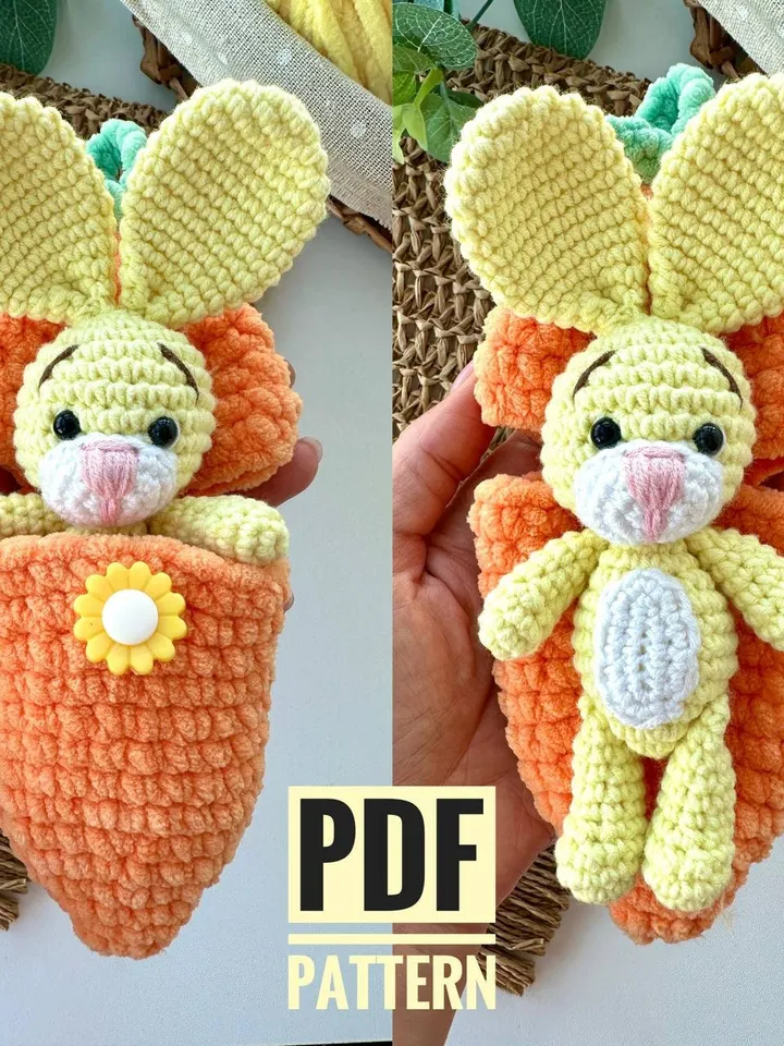 Crochet pattern Bunny in carrot - Easter Amigurumi rabbit pattern - tiny stuffed toy - plush pattern - English Pdf  - Easter gift