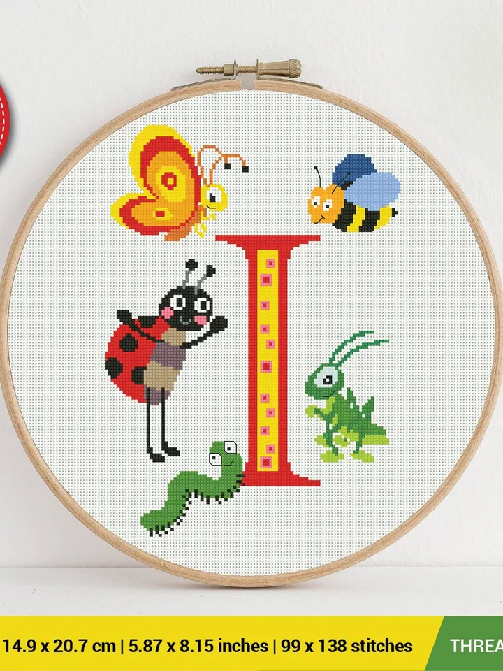 Letter I Insect ABC Cross stitch pattern | Embroidery Pattern | Instant Download | Embroidery Designs