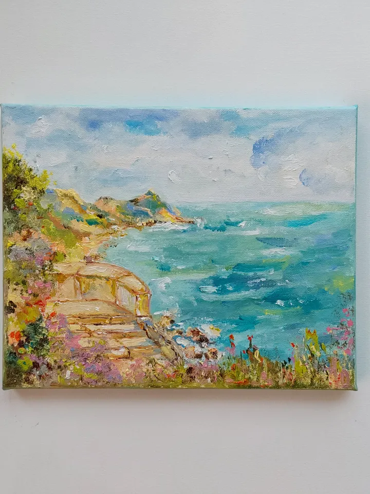 Oil painting on canvas 30x24cm (12x9.6 inches) "Stairway to the Sea"