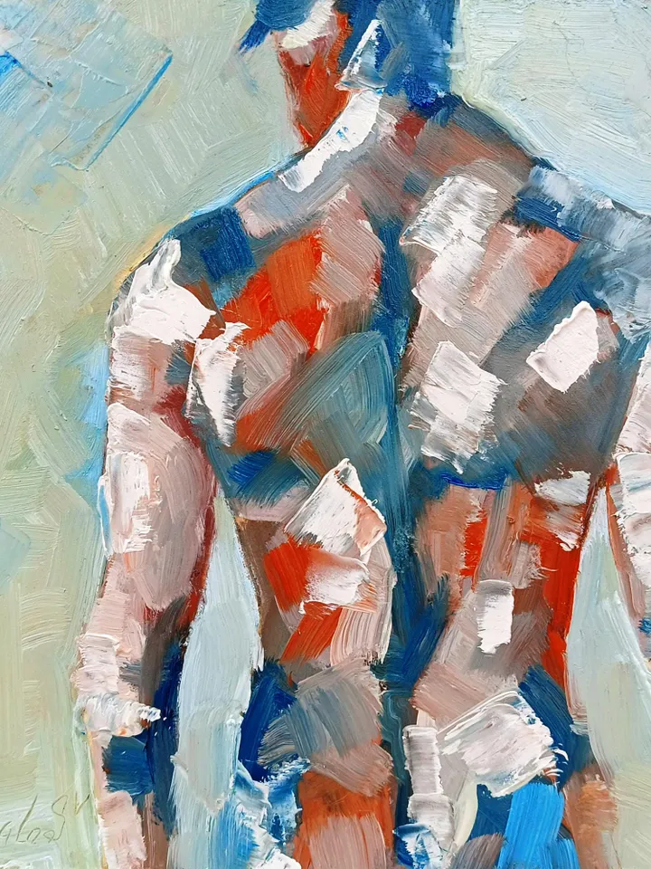 Gay Body Painting Male Original Art Men Abstract Wall Art 8x8 Gay Wall Decor Gifts for Him Personalized Gifts by ArtProkopaloSv
