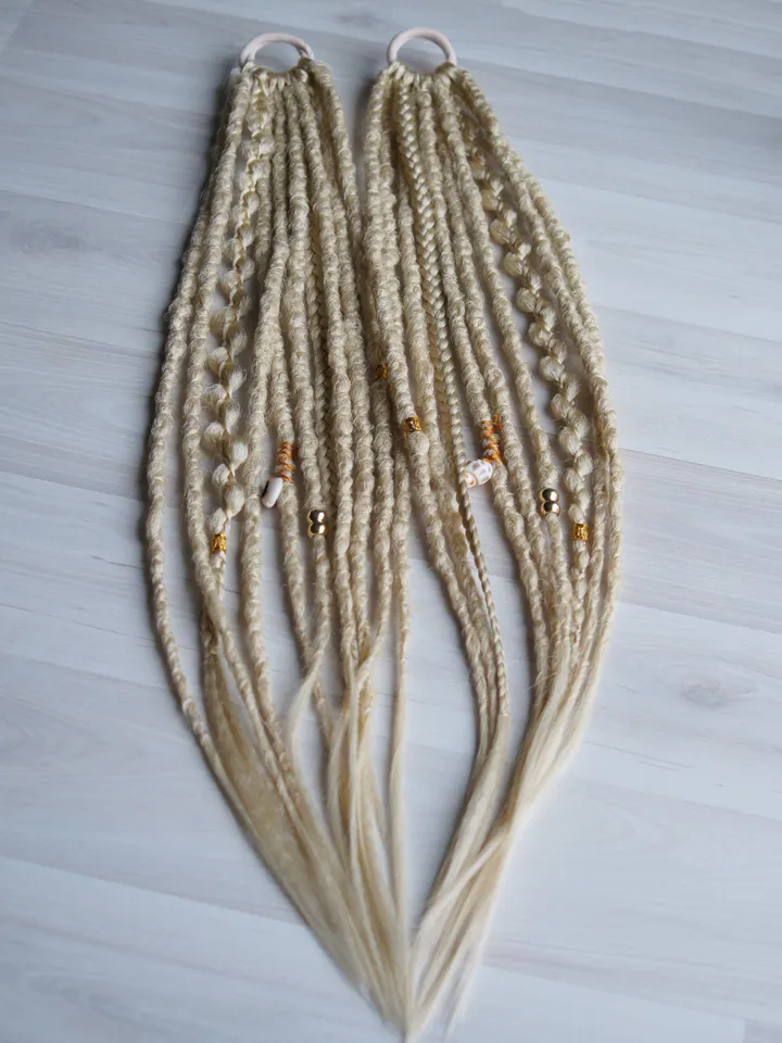 Dreads on hairband Crochet Dreadlocks extensions Ponytail blonde synthetic summer hair Hippie bohemian boho style Instant extension