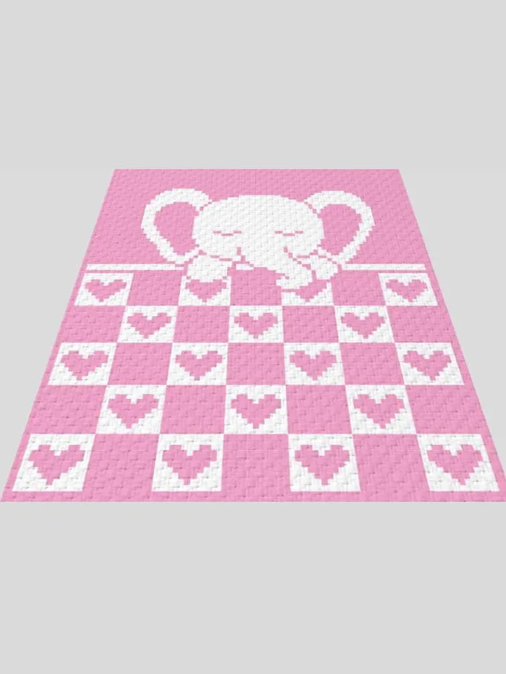 Crochet C2C Sleeping Elephant graphgan blanket pattern PDF