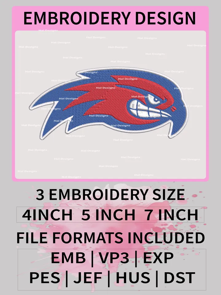 NCAA UMass Lowell River Hawks Embroidery File, 3 Sizes, 6 Formats, NCAA Machine Embroidery Design, NCAA Logo, NCAA Teams