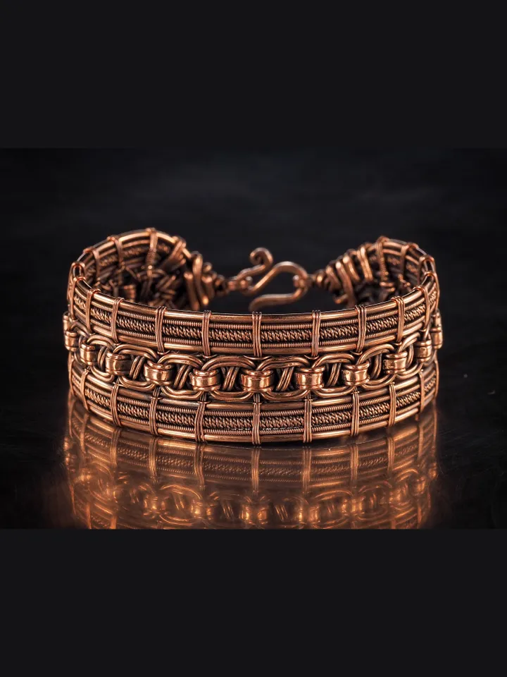 Handmade copper bracelet Unique wire wrapped metal bangle Antique style jewelry